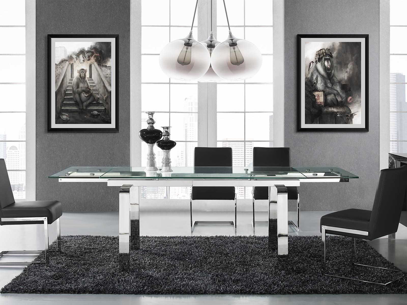 Casabianca Dining Tables BSD2048SS Glass Extension Table with